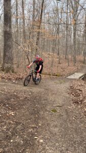 A mountain bike rider enjoys Caswell's Sunline Trail